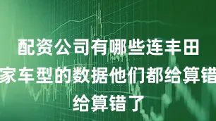 配资公司有哪些连丰田自家车型的数据他们都给算错了